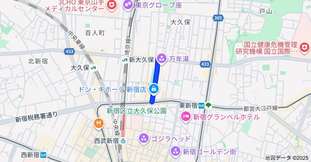 新大久保イケメン通りの地図