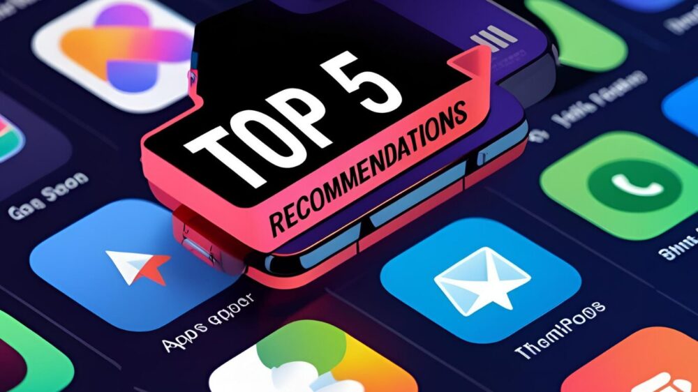 スマホのアプリの背景にTOP5と表示