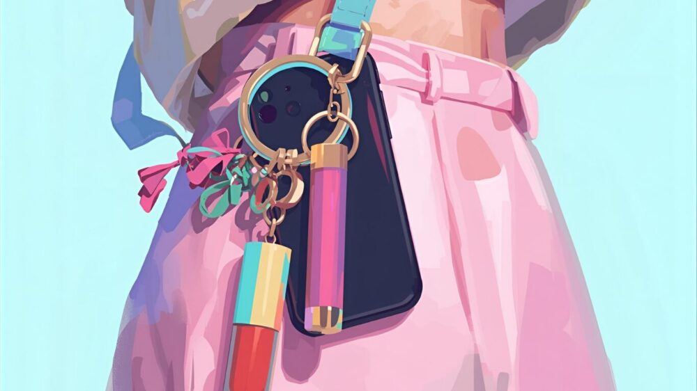 スマホやキーリングコスメをぶら下げる