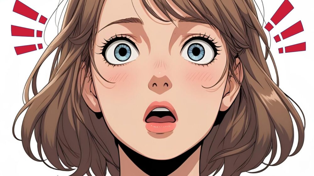 驚く女性の顔