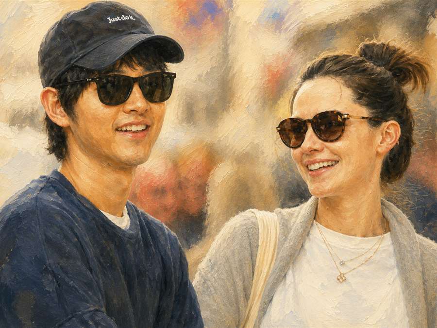 ソン・ジュンギと妻ケイティさんが仲良く寄り添う再婚後の夫婦生活をイメージしたカップル画像