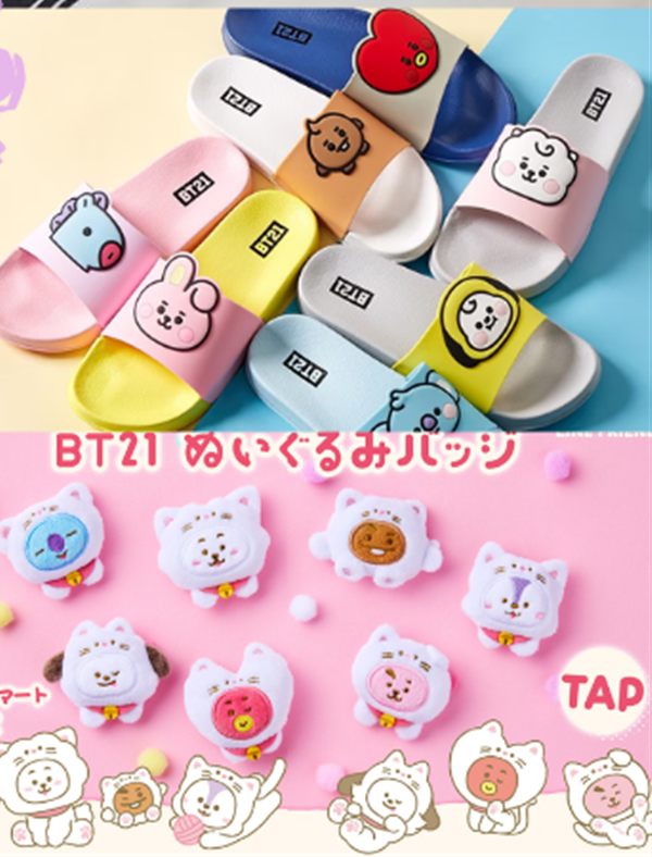 BT21のサンダルとぬいぐるみバッジ
