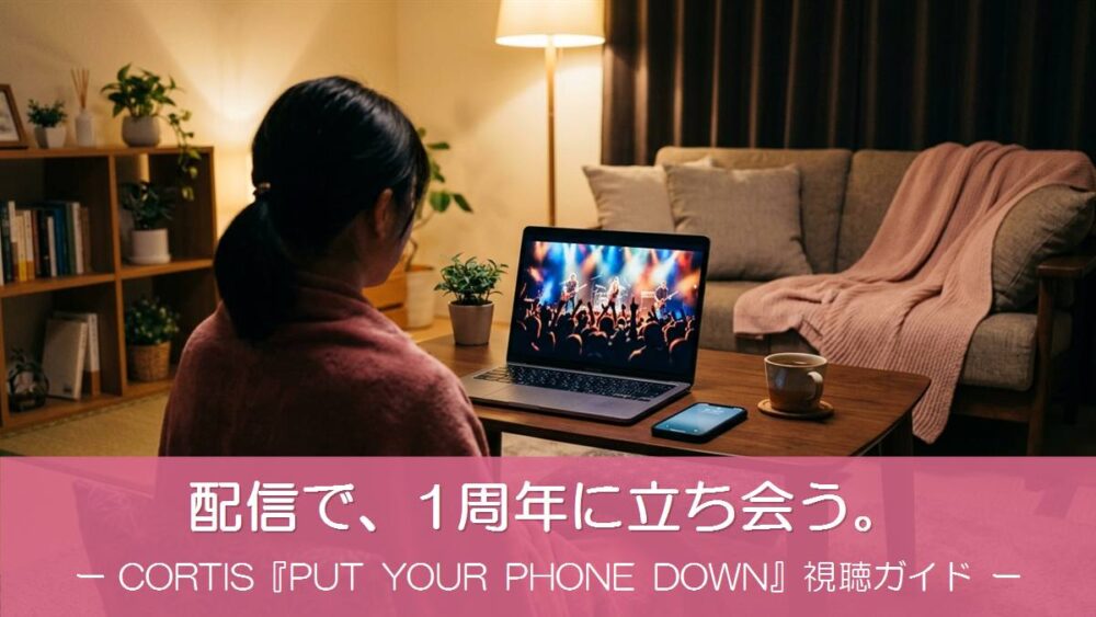 自宅のノートパソコンでK-POPライブ配信を視聴するイメージ
