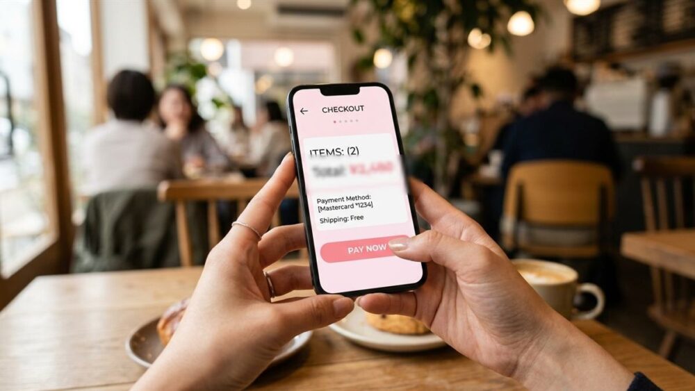 スマートフォンでオンライン配信のチケットを購入するイメージ