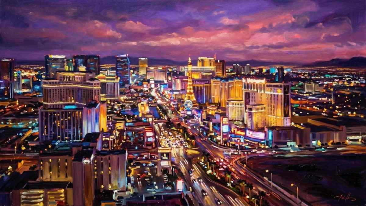ネオンが輝くラスベガスの夜景のイメージ