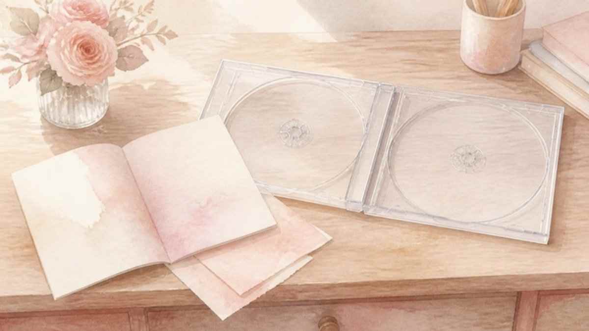 CDケースと歌詞カードの水彩イメージ
